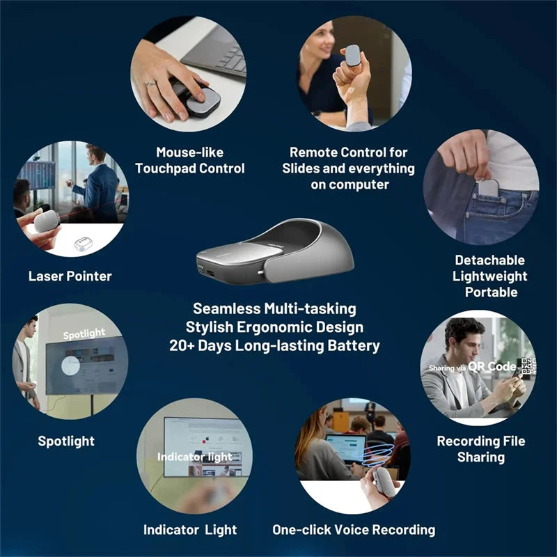 Cheerdots 2 Detachable Air Mouse Touchpad Pocket AI Recording Chatgpt Silent Wireless Mouse Business Office Mouse Gaming Mouse