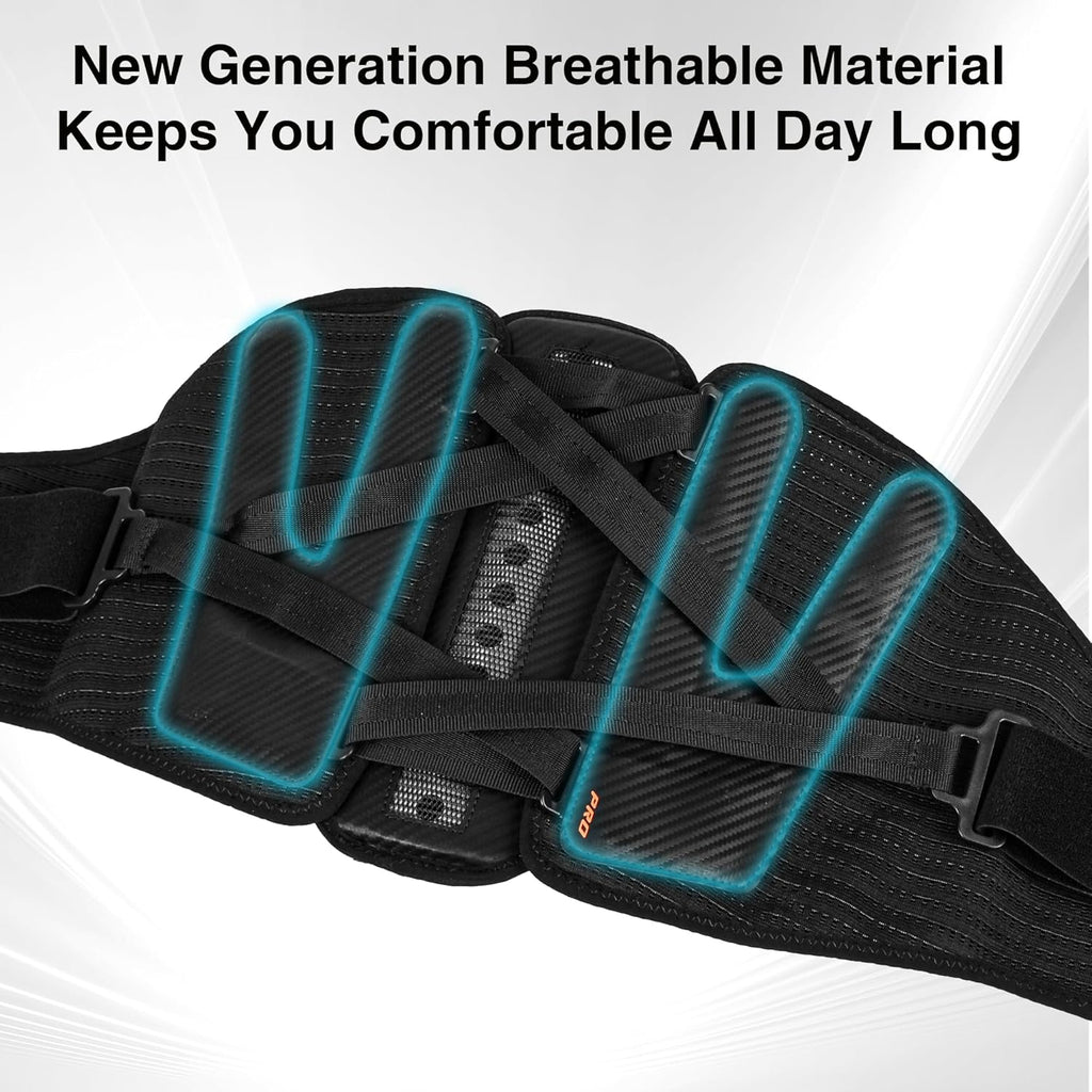 TIMTAKBO Wide and Strong Back Brace for Lower Back Pain Relief,Back Support Brace for Men and Women with Removable Ergonomic Bionic Vertebra Plate,For Herniated Disc, Sciatica,Scoliosis-（Medium）