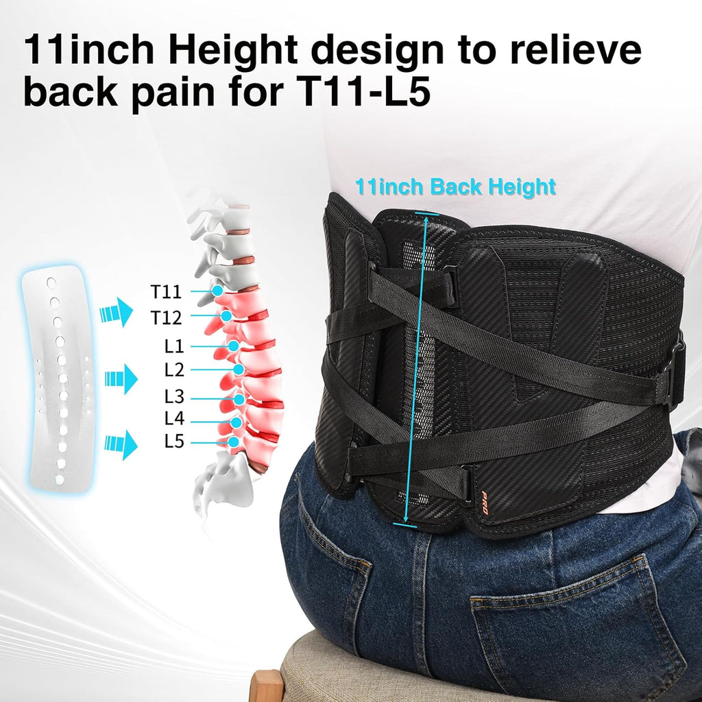 TIMTAKBO Wide and Strong Back Brace for Lower Back Pain Relief,Back Support Brace for Men and Women with Removable Ergonomic Bionic Vertebra Plate,For Herniated Disc, Sciatica,Scoliosis-（Medium）