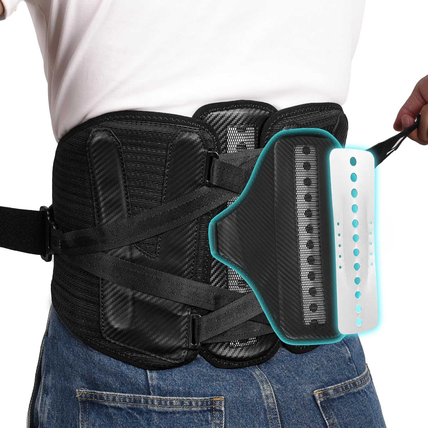 TIMTAKBO Wide and Strong Back Brace for Lower Back Pain Relief,Back Support Brace for Men and Women with Removable Ergonomic Bionic Vertebra Plate,For Herniated Disc, Sciatica,Scoliosis-（Medium）