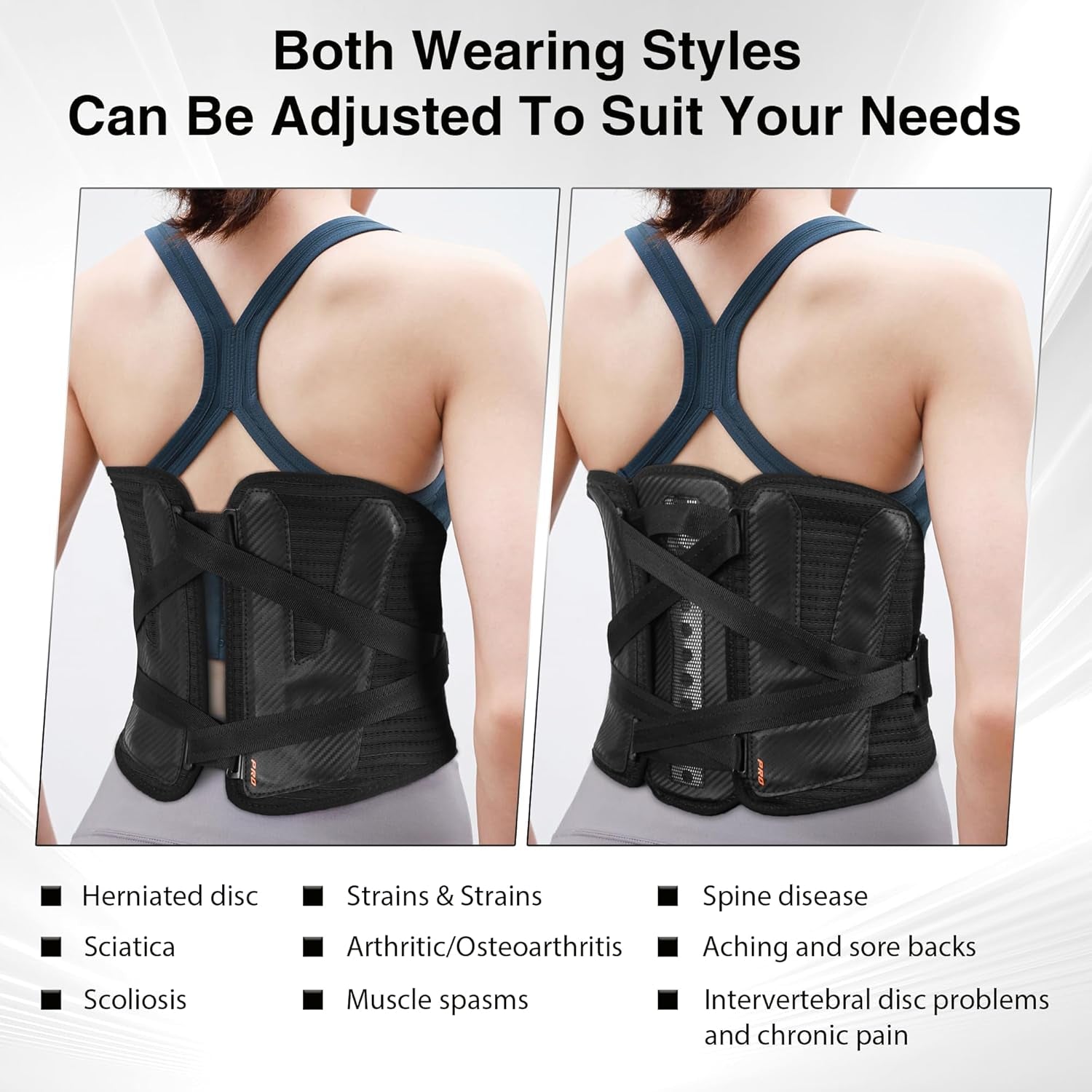 TIMTAKBO Wide and Strong Back Brace for Lower Back Pain Relief,Back Support Brace for Men and Women with Removable Ergonomic Bionic Vertebra Plate,For Herniated Disc, Sciatica,Scoliosis-（Medium）