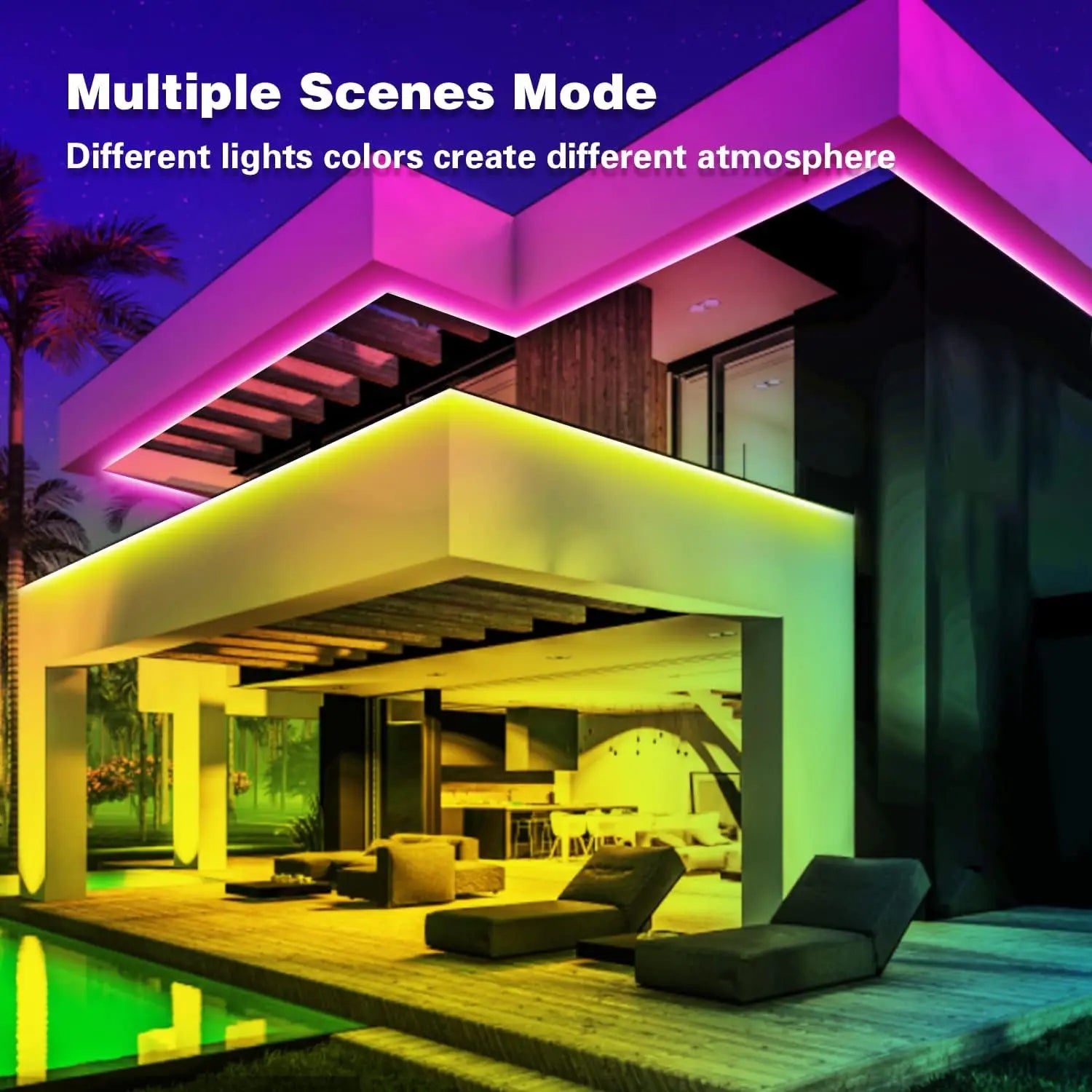 KEXU Smart LED Strip Lights, App-Controlled Music Sync Led Lights RGB Color-Changing Led Light Strip with Timer, Lights for Bedroom Home Decoration, Household Items & Cool Room Gadgets Rainbow Led Backlight Dimmable Led Lighting