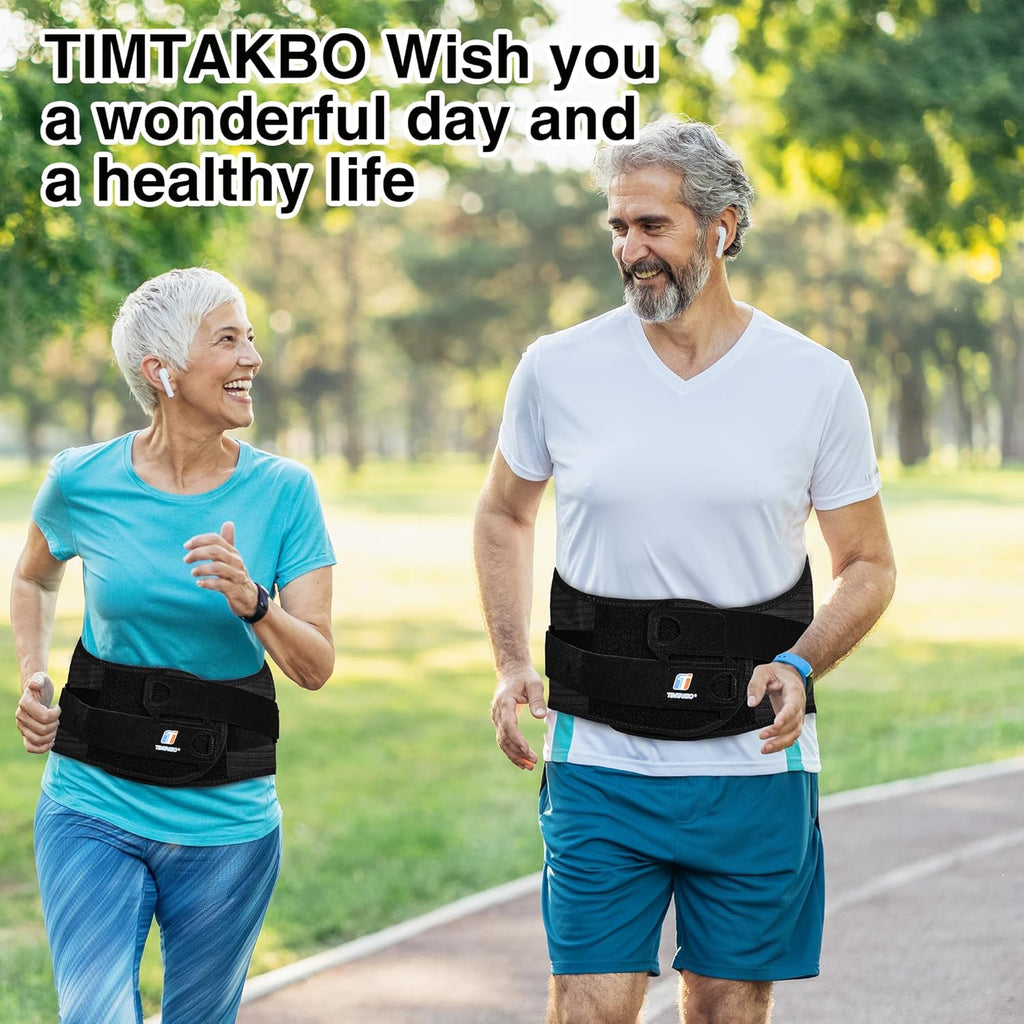 TIMTAKBO Wide and Strong Back Brace for Lower Back Pain Relief,Back Support Brace for Men and Women with Removable Ergonomic Bionic Vertebra Plate,For Herniated Disc, Sciatica,Scoliosis-（Medium）