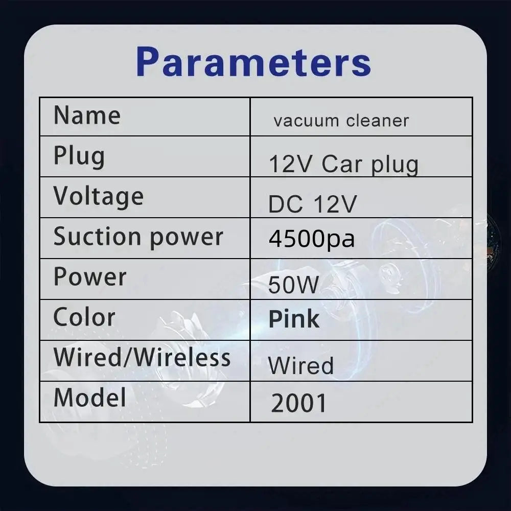 Car Vacuum Cleaner, Portable Car Vacuum Cleaner, 12V Car Vacuum Cleaner, Strong Suction & Large Power Vacuum Cleaner, Suitable for Car Use